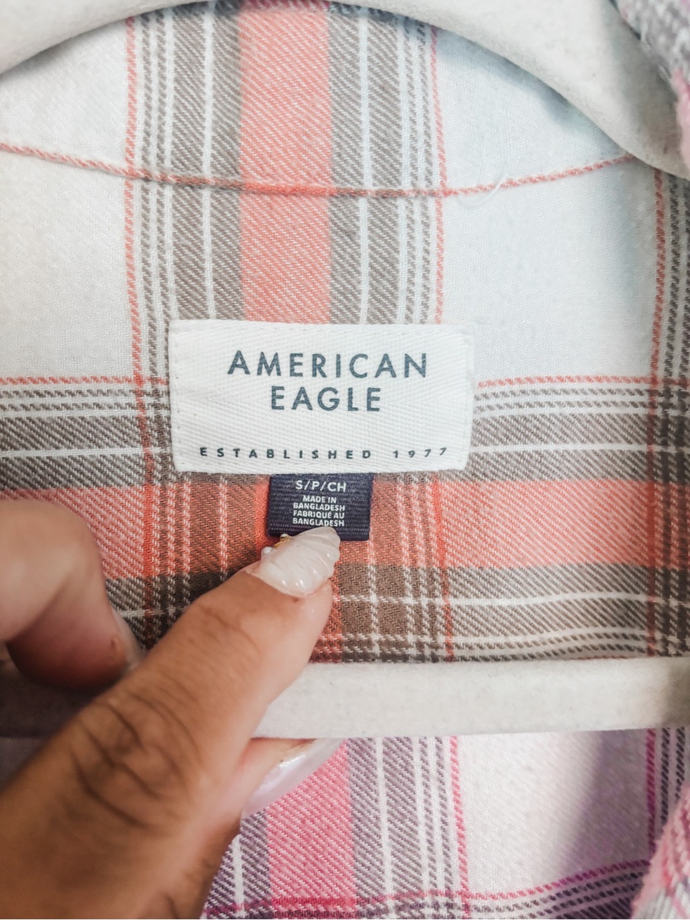 American Eagle Outfitters women's Orange Plaid Button-Up Shirt - Picture 6 of 6